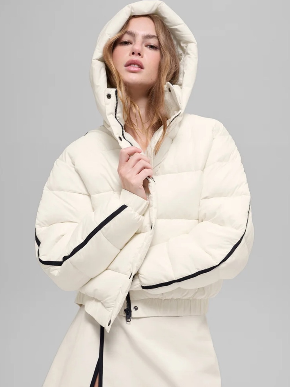 ALO Yoga White Aspen Love Puffer Jacket with Detachable Hood S